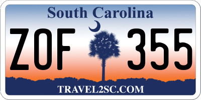 SC license plate ZOF355