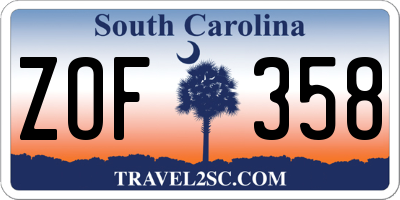 SC license plate ZOF358