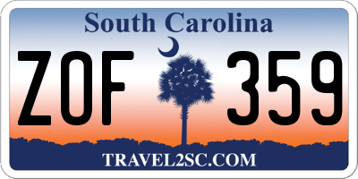 SC license plate ZOF359