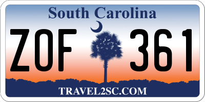 SC license plate ZOF361