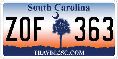 SC license plate ZOF363