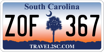 SC license plate ZOF367