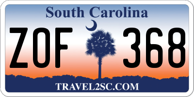 SC license plate ZOF368