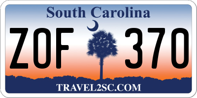 SC license plate ZOF370