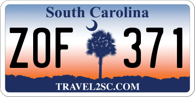 SC license plate ZOF371