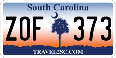 SC license plate ZOF373