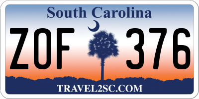SC license plate ZOF376
