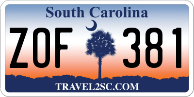 SC license plate ZOF381