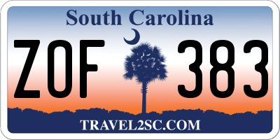 SC license plate ZOF383