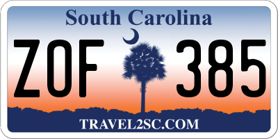 SC license plate ZOF385
