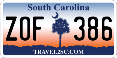 SC license plate ZOF386