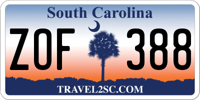 SC license plate ZOF388