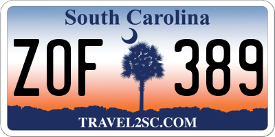 SC license plate ZOF389