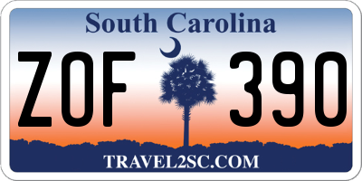 SC license plate ZOF390