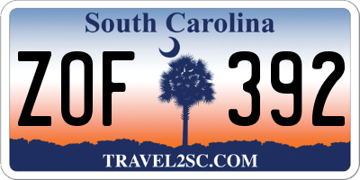 SC license plate ZOF392