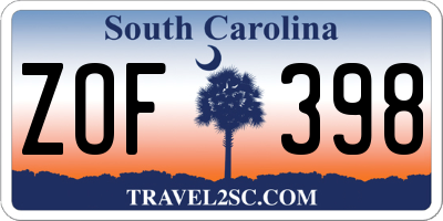 SC license plate ZOF398
