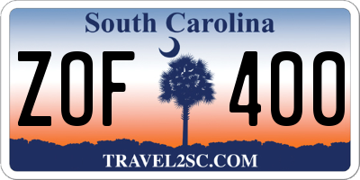 SC license plate ZOF400
