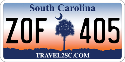 SC license plate ZOF405
