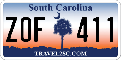 SC license plate ZOF411