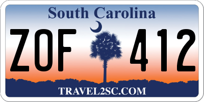 SC license plate ZOF412