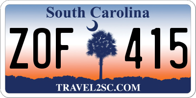 SC license plate ZOF415