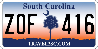 SC license plate ZOF416