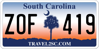 SC license plate ZOF419