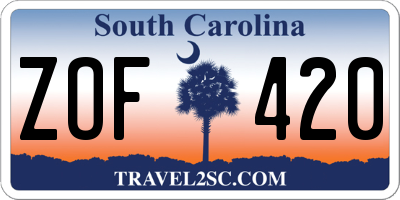 SC license plate ZOF420