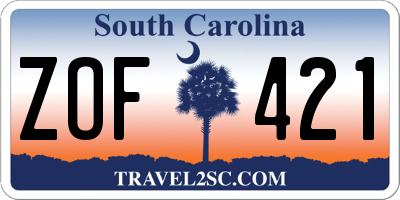 SC license plate ZOF421