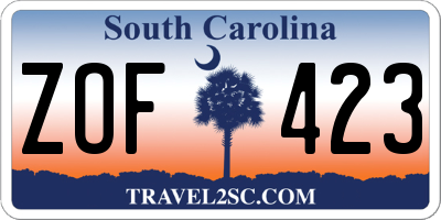 SC license plate ZOF423
