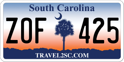 SC license plate ZOF425