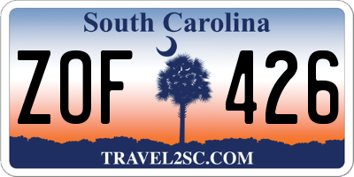 SC license plate ZOF426