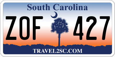 SC license plate ZOF427