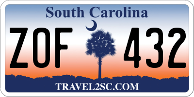 SC license plate ZOF432
