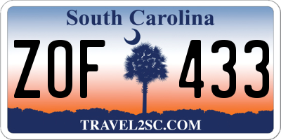 SC license plate ZOF433