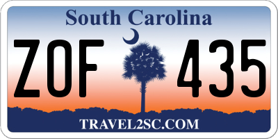 SC license plate ZOF435