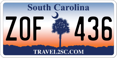 SC license plate ZOF436