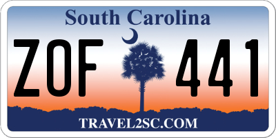 SC license plate ZOF441