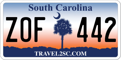 SC license plate ZOF442