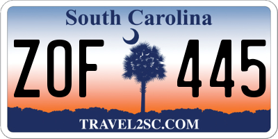 SC license plate ZOF445
