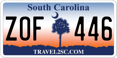 SC license plate ZOF446