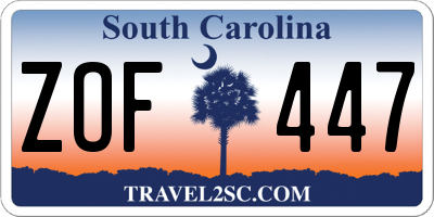 SC license plate ZOF447