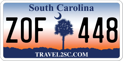 SC license plate ZOF448