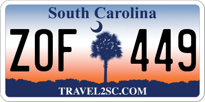 SC license plate ZOF449
