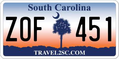 SC license plate ZOF451