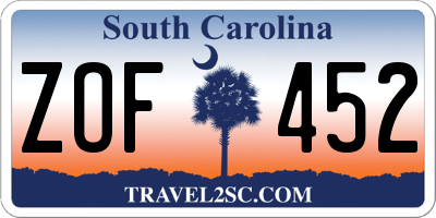 SC license plate ZOF452
