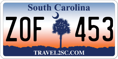 SC license plate ZOF453