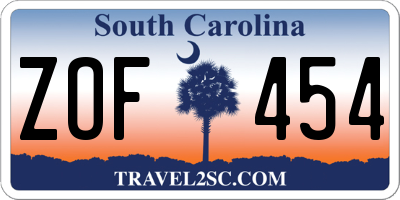 SC license plate ZOF454