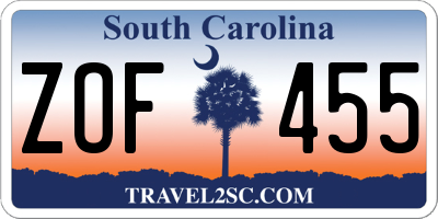 SC license plate ZOF455