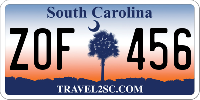 SC license plate ZOF456